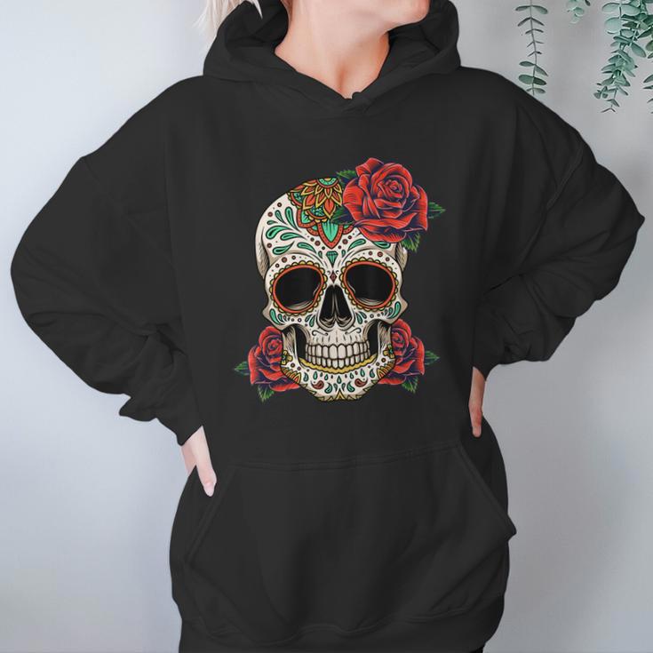 Floral Sugar Skull Day Of Dead Dia De Los Muertos Women Women Hoodie Gifts for Her