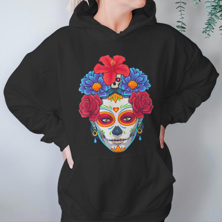 Floral Sugar Skull Day Of The Dead Dia De Muertos Women Women Hoodie Gifts for Her