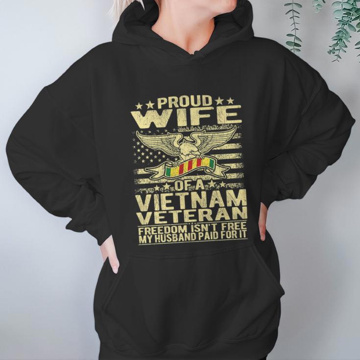 Freedom Isnt Free Proud Wife Of A Vietnam Veteran Ribbon Graphic Design Printed Casual Daily Basic Women Hoodie Gifts for Her