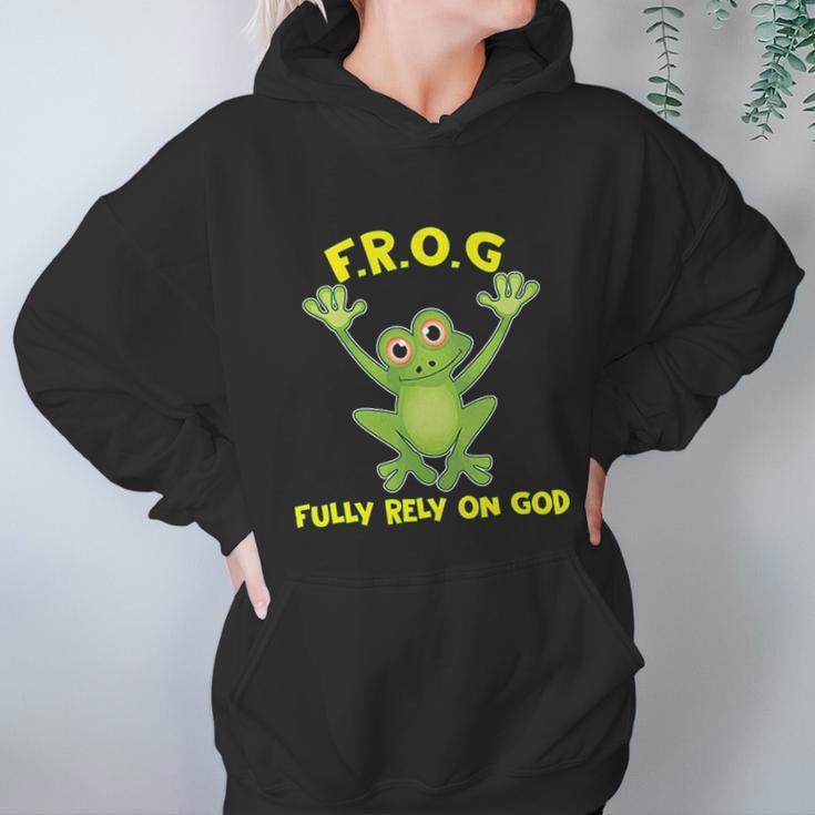 Frog Fully Rely On God Christianity Gift Women Hoodie Gifts for Her