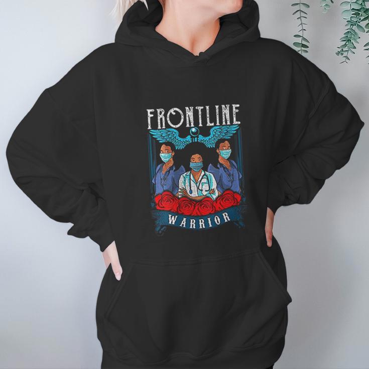 Frontline Warrior Proud Hero Black Nurse Superhero Gift Women Hoodie Gifts for Her