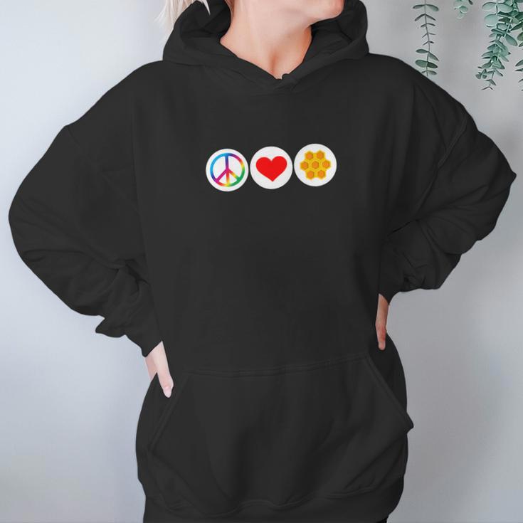 Funny Beekeeping Peace Love Honey Bee Women Hoodie Gifts for Her