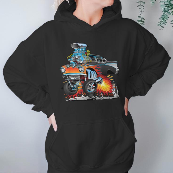 Funny Classic Hot Rod Fifties Drag Racing Muscle Car Cartoon Women Hoodie Gifts for Her