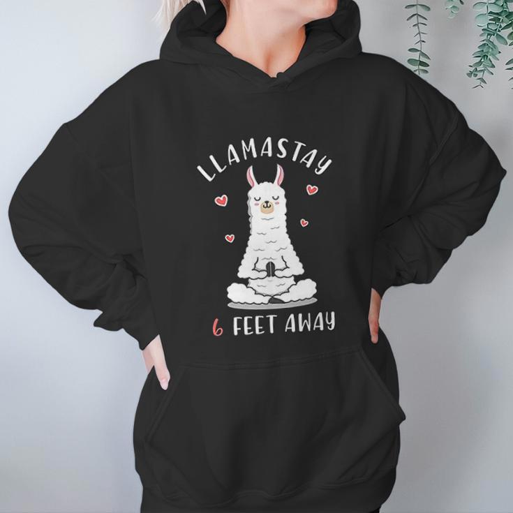 Funny Llama Social Distancing Llamastay 6 Feet Away Women Hoodie Gifts for Her