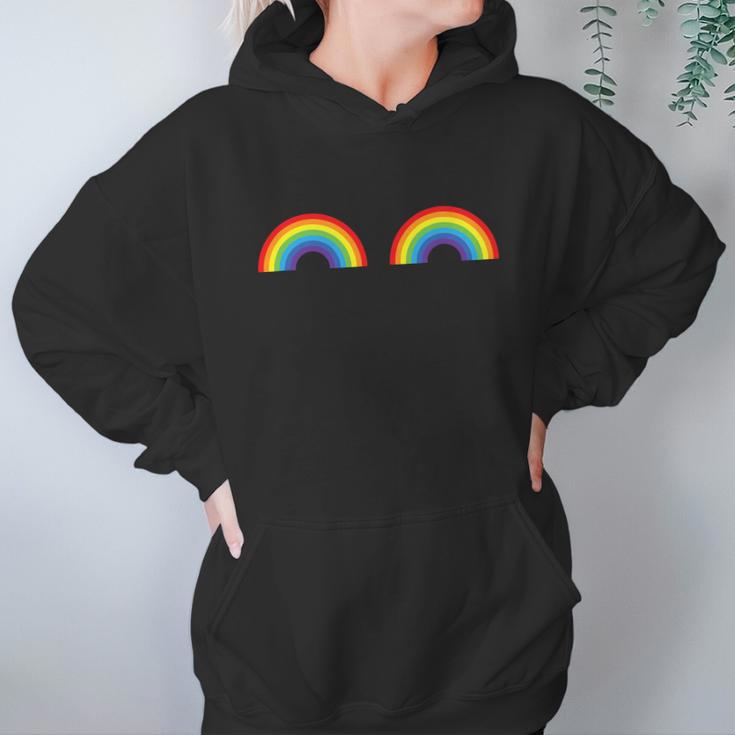 Gay Les Pride Rainbow Boobs Shirt Lgbt Gay Pride Gift Graphic Design Printed Casual Daily Basic Women Hoodie Gifts for Her