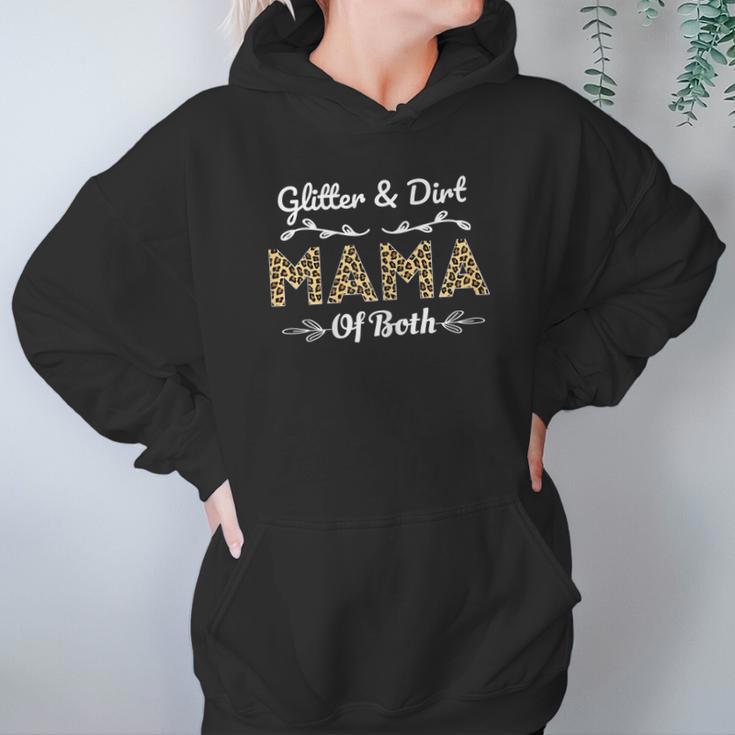 Womens Glitter And Dirt Mom Of Both Leopard Mama Of Both Women Cute Women Hoodie Gifts for Her