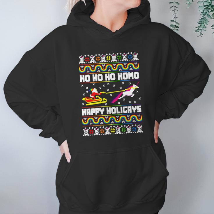 Ho Ho Ho Homo Happy Holigays Ugly Christmas Women Hoodie Gifts for Her