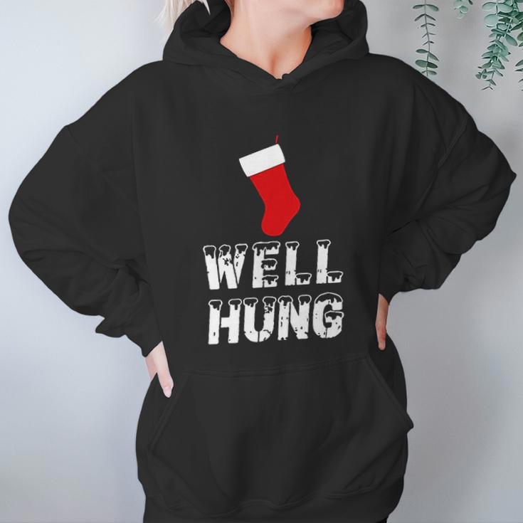 Well Hung Funny Inappropriate Christmas Office Party Ugly Xmas Women Hoodie Gifts for Her