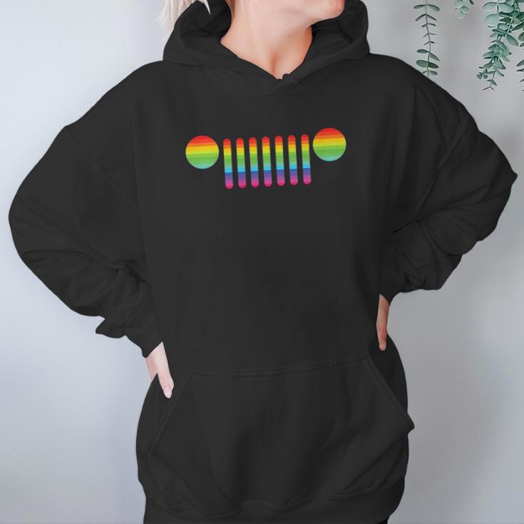 Womens Jeep Pride 7-Slot Grille Rainbow Women Hoodie Gifts for Her