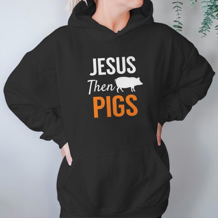 Jesus Then Pigs Fun Christian Piggy Pets Humor Women Hoodie Gifts for Her