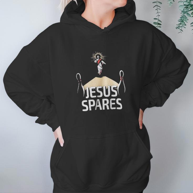 Jesus Spares Funny Bowling Team Bowler Alley League Christian Humor Women Hoodie Gifts for Her