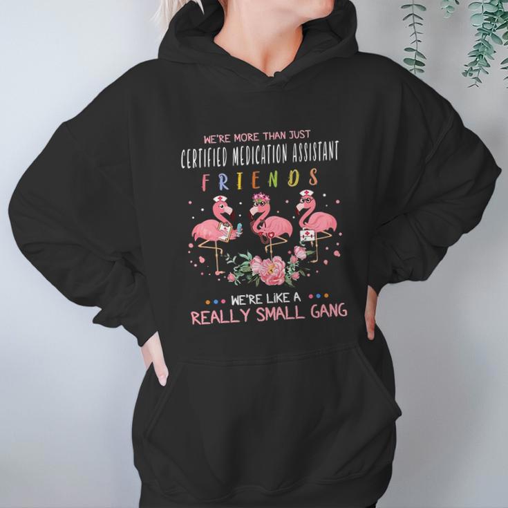 We Are More Than Just Certified Medication Assistant Friends We Are Like A Really Small Gang Flamingo Nursing Job Women Hoodie Gifts for Her