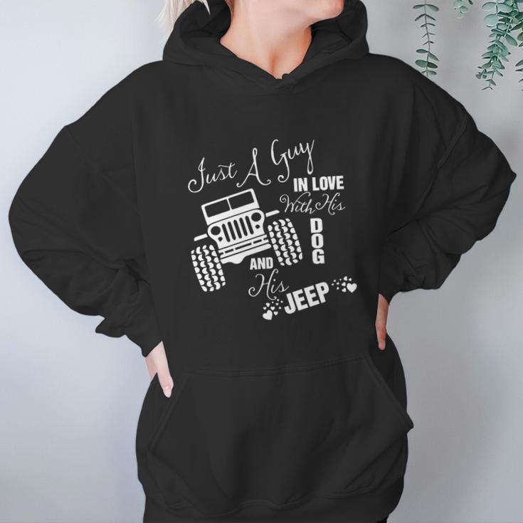 Just A Guy In Love With His Dog And His Jeep Men Women T-Shirt Graphic Print Casual Unisex Tee Women Hoodie Gifts for Her