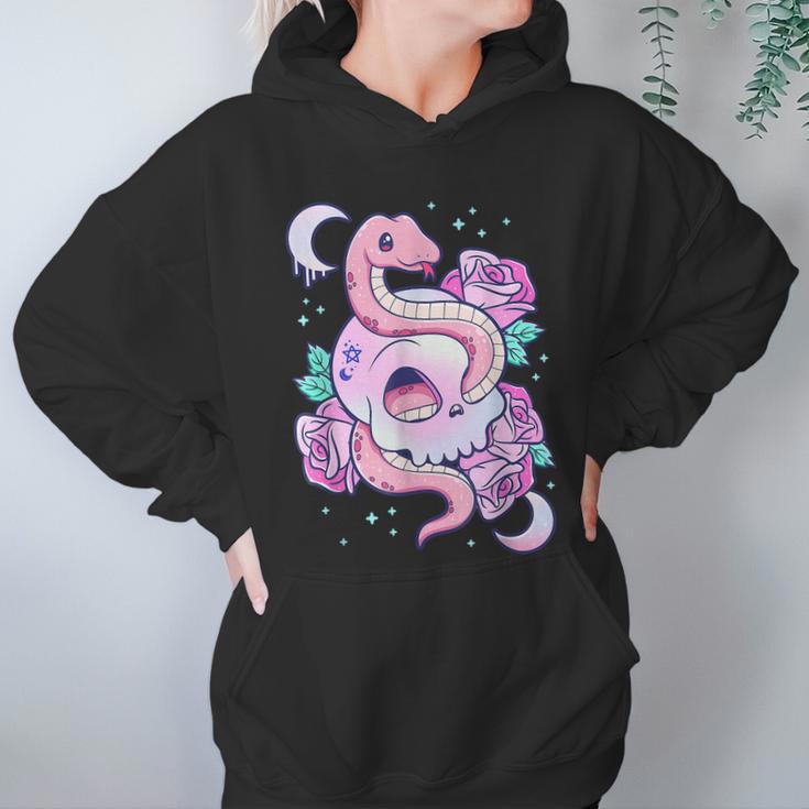 Kawaii Pastel Goth Cute Creepy Skull Serpent Snake Roses Men Women T-Shirt Graphic Print Casual Unisex Tee Women Hoodie Gifts for Her