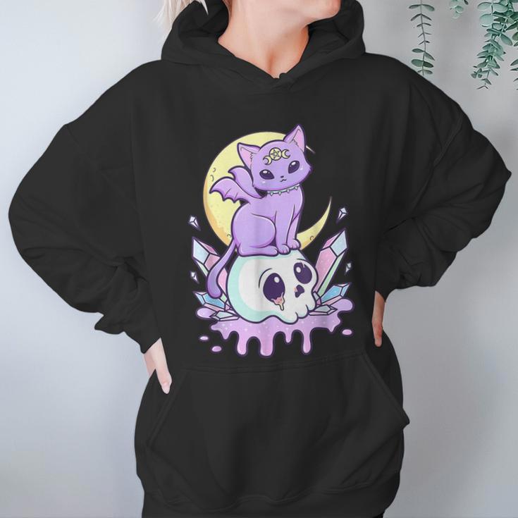 Kawaii Pastel Goth Cute Creepy Witchy Cat And Skull V2 Men Women T-Shirt Graphic Print Casual Unisex Tee Women Hoodie Gifts for Her