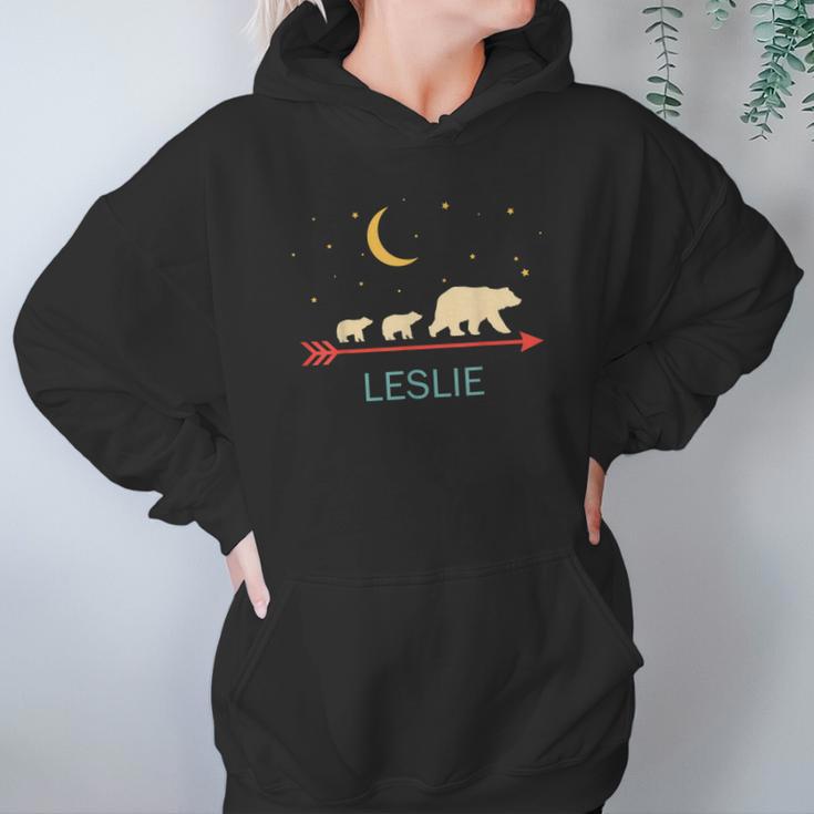 Leslie Name Gift Personalized Mama Bear With 2 Cubs Women Hoodie Gifts for Her