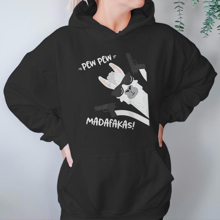 Llama Alpaca With Pistols Vintage Pewpewpew Madafakas Women Hoodie Gifts for Her