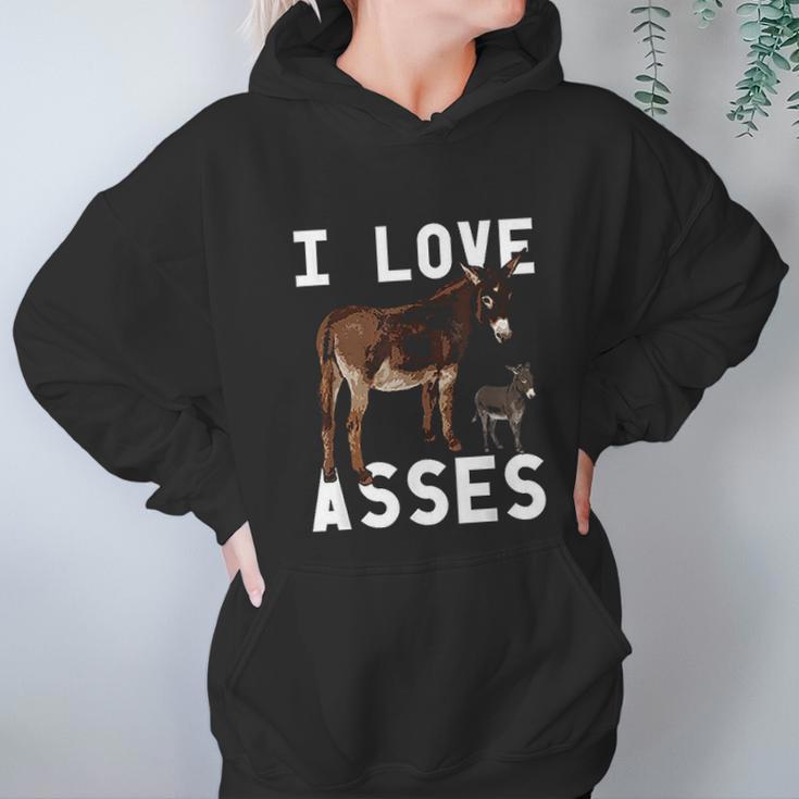 I Love Asses Funny Donkey Burro Animal Women Hoodie Gifts for Her