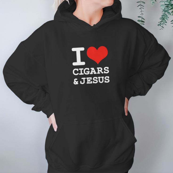 I Love Cigars Jesus Cool Christian Smoker Humor Women Hoodie Gifts for Her