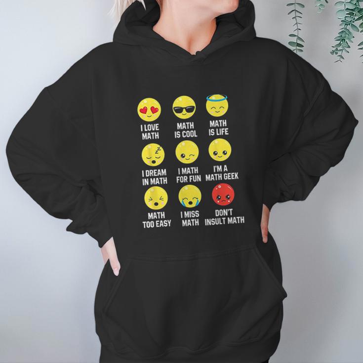 I Love Math Emoji Emoticons Teacher Mathletes Graphic Women Hoodie Gifts for Her