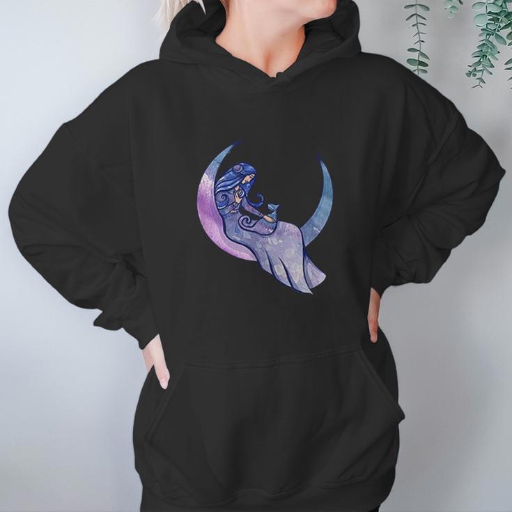 Moon Goddess Cat Person Artwork Moon Child Cat Women Hoodie Gifts for Her