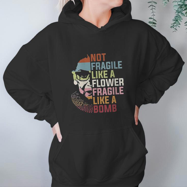 Womens Not Fragile Like A Flower But A Bomb Ruth Bader Rbg Feminist Women Hoodie Gifts for Her