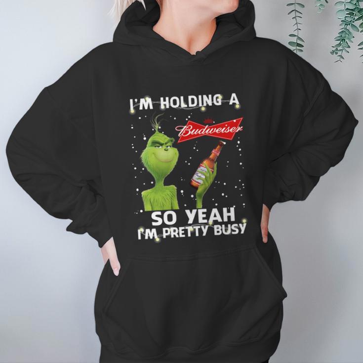 Official Christmas Sweater Im Holding A Budweiser Grinch Funny Beer Xmas Shirt Va11 Women Hoodie Gifts for Her