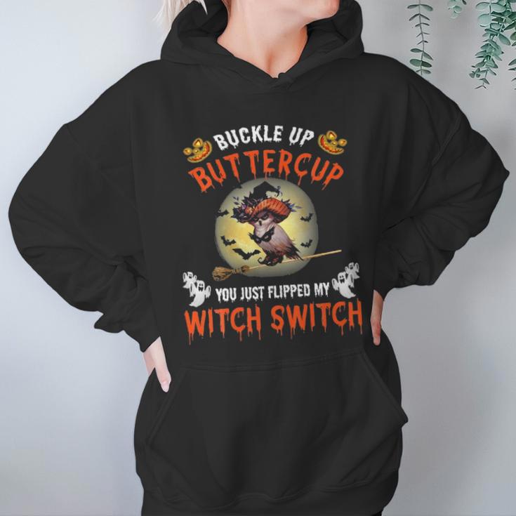 Owl Buckle Up Buttercup You Just Flipped My Witch Women Hoodie Gifts for Her