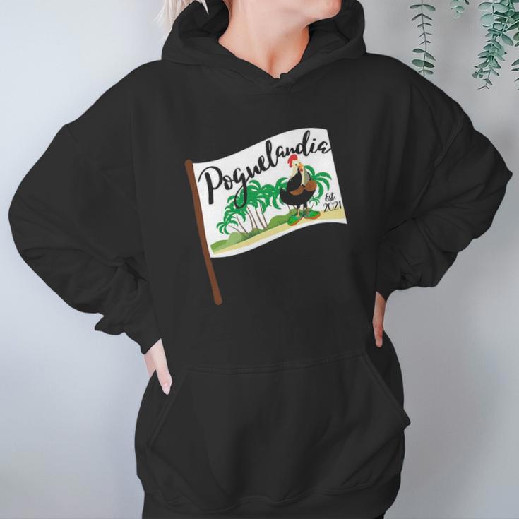 Poguelandia Flag With Chicken In Coconut Bra Women Hoodie Gifts for Her