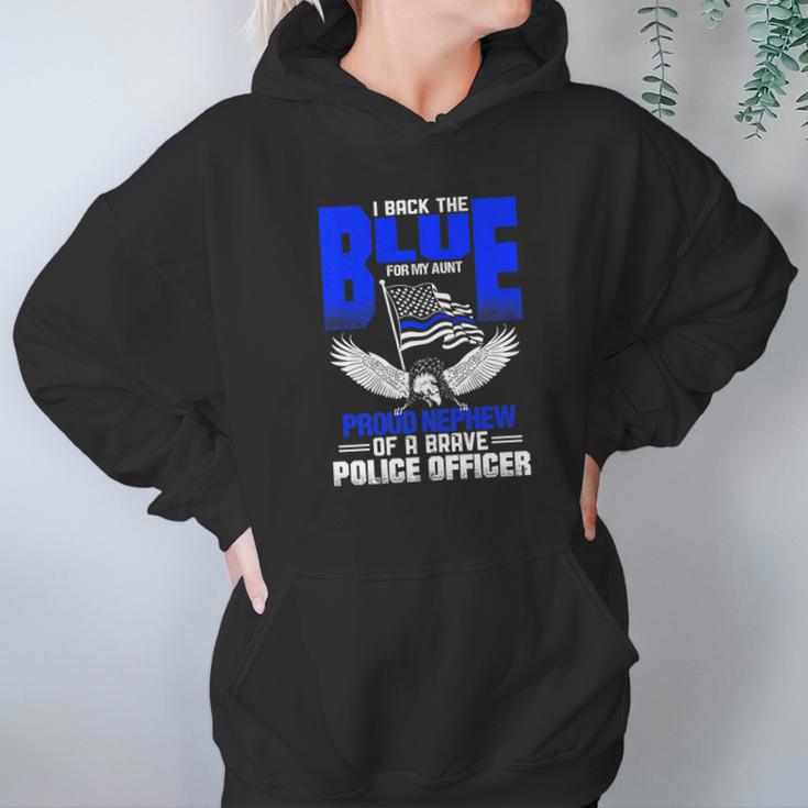 Police Flag Nephew Backs Blue For Police Aunt Women Hoodie Gifts for Her