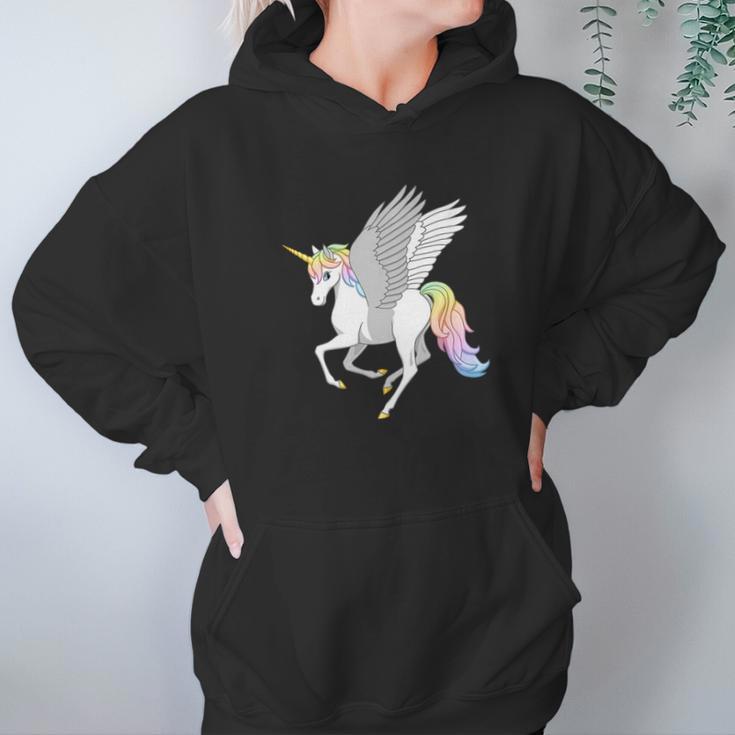 Pretty Flying Horse Rainbow Unicorn Pegasus Women Hoodie Gifts for Her