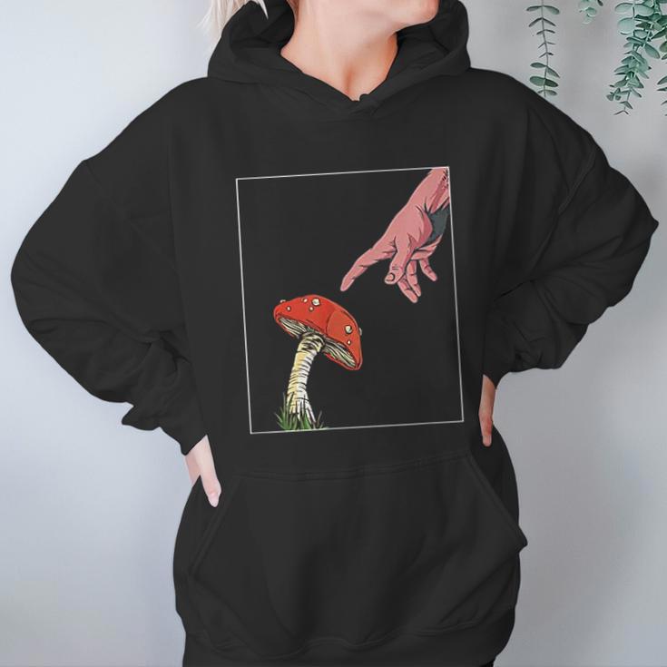 Psychedelic Mushroom Creation Of Adam Women Hoodie Gifts for Her