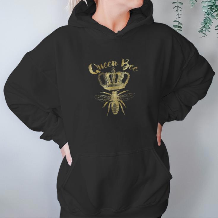 Queen Bee Vintage Crown Bee Lover Gift Faux Gold Women Hoodie Gifts for Her