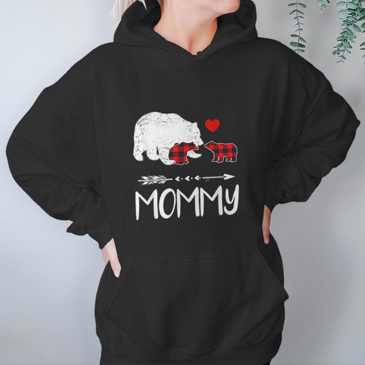 Red Plaid Mommy Bear Two Cubs Matching Buffalo Xmas Women Hoodie Gifts for Her