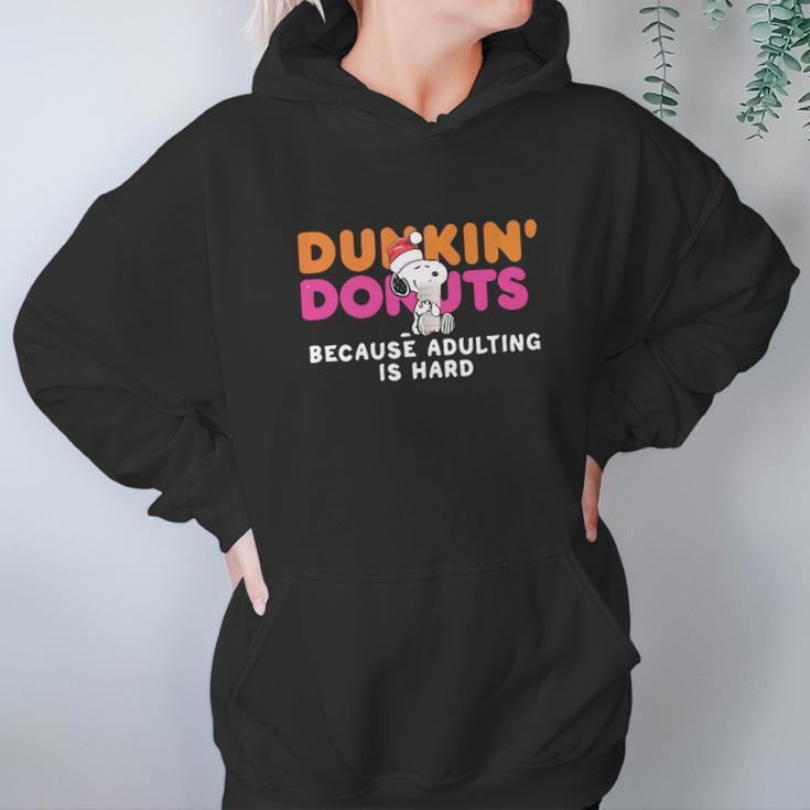 Snoopy Dunkin Donuts Coffee Because Adulting Is Hard Shirt Women Hoodie Gifts for Her