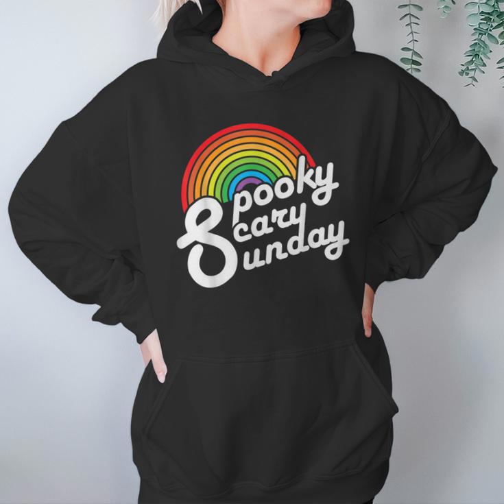 Spooky Scary Sunday Trendy Retro Rainbow Women Hoodie Gifts for Her