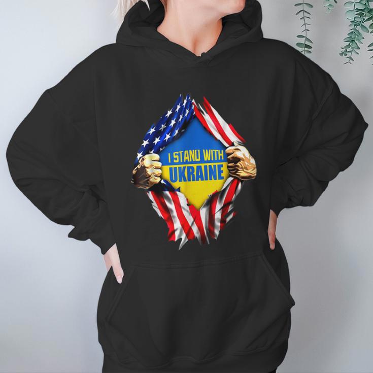 Support I Stand With Ukraine American Flag Ukrainian Flag Men Women T-Shirt Graphic Print Casual Unisex Tee Women Hoodie Gifts for Her