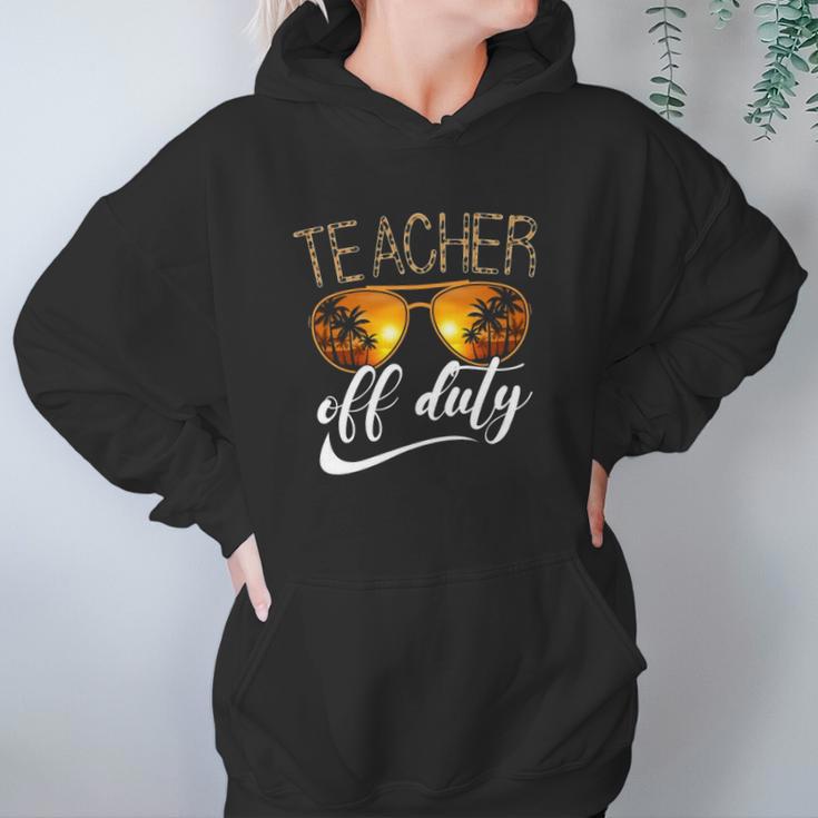 Teacher Of Duty Happy Vacation Summer Sunset Palm Trees On The Beach Sunglasses Women Hoodie Gifts for Her