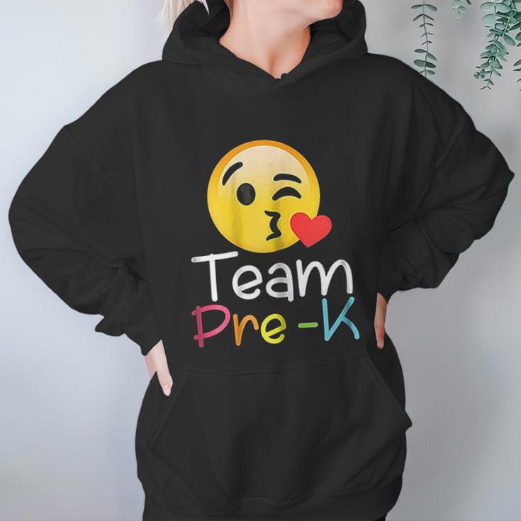 Team Pre K Teacher Emoji Hearts Love Back To School Women Hoodie Gifts for Her