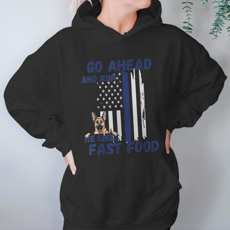 Thin Blue Line Flag K-9 German Shepherd Police Dog Men Women Women Hoodie Gifts for Her