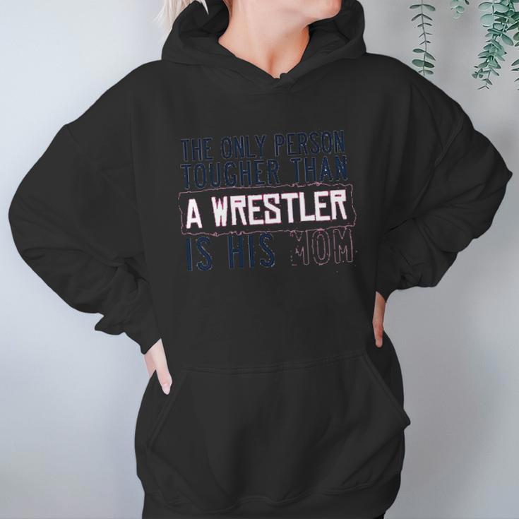 Tougher Than A Wrestler Mom Wrestling S By Chalktalk Sports Women Hoodie Gifts for Her