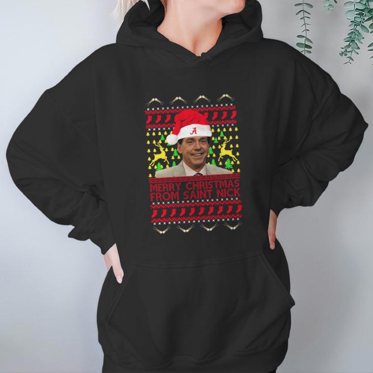 Ugly Nick Saban Merry Christmas From Saint Nick Women Hoodie Gifts for Her