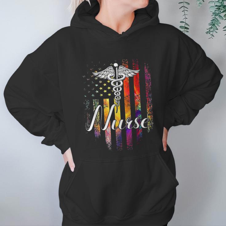 Vintage Nurse American Usa Flag Color Nurse Pharmacy Gift Women Hoodie Gifts for Her