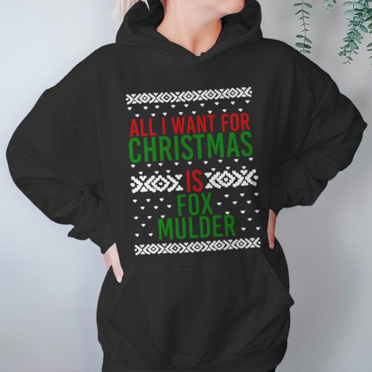 All I Want For Christmas Fox Mulder Fitted ScoopWomen Hoodie Gifts for Her