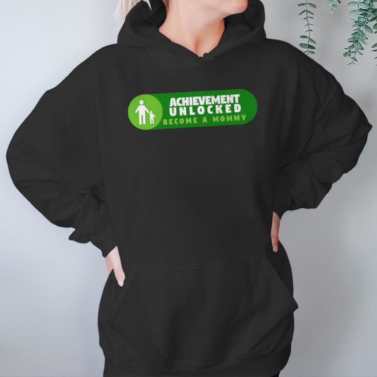 Womens Womans Achievement Unlocked I Become Mommy Fun Women Hoodie Gifts for Her