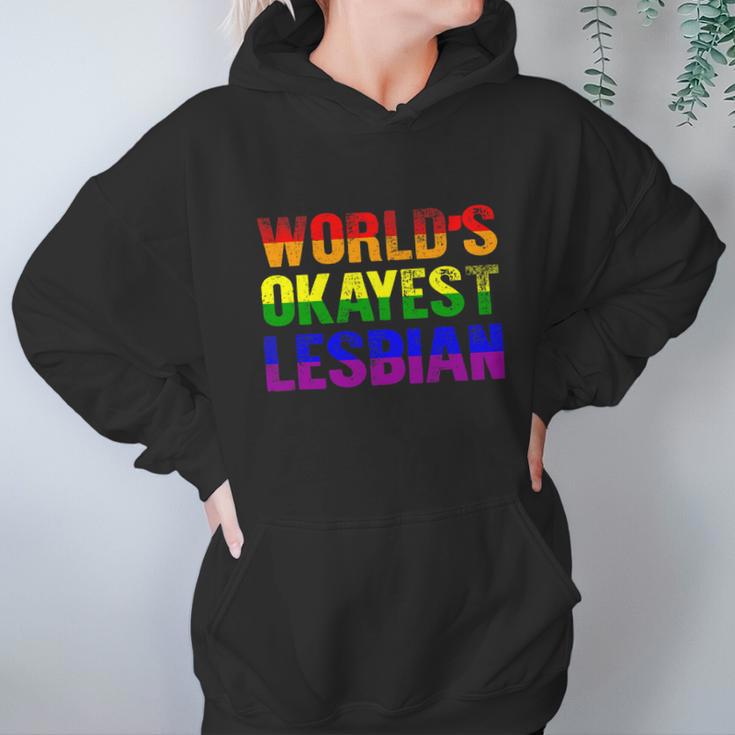 Worlds Okayest Lesbian Rainbow Gay Pride Homo Lgbt Women Hoodie Gifts for Her