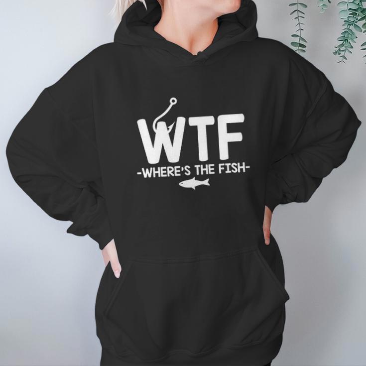 Wtf Where Is The Fish Fisherman Boater Graphic Novelty Sarcastic Funny Women Hoodie Gifts for Her