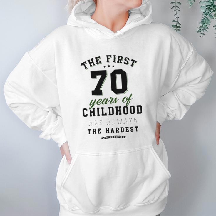 70Th Birthday Funny Gift Life Begins At Age 70 Years Old Women Hoodie Gifts for Her