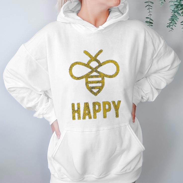 Bee Happy Funny Vintage Graphic Honey Bumblebee Women Hoodie Gifts for Her