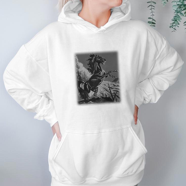 Black Horse Rearing Stallion Women Hoodie Gifts for Her